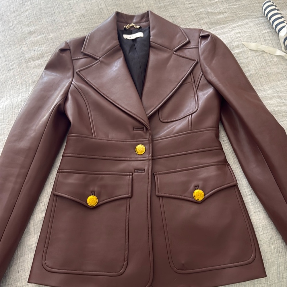 A.L.C. Amelia Faux Vegan Leather jacket size 4 $695. Missing 1 button.